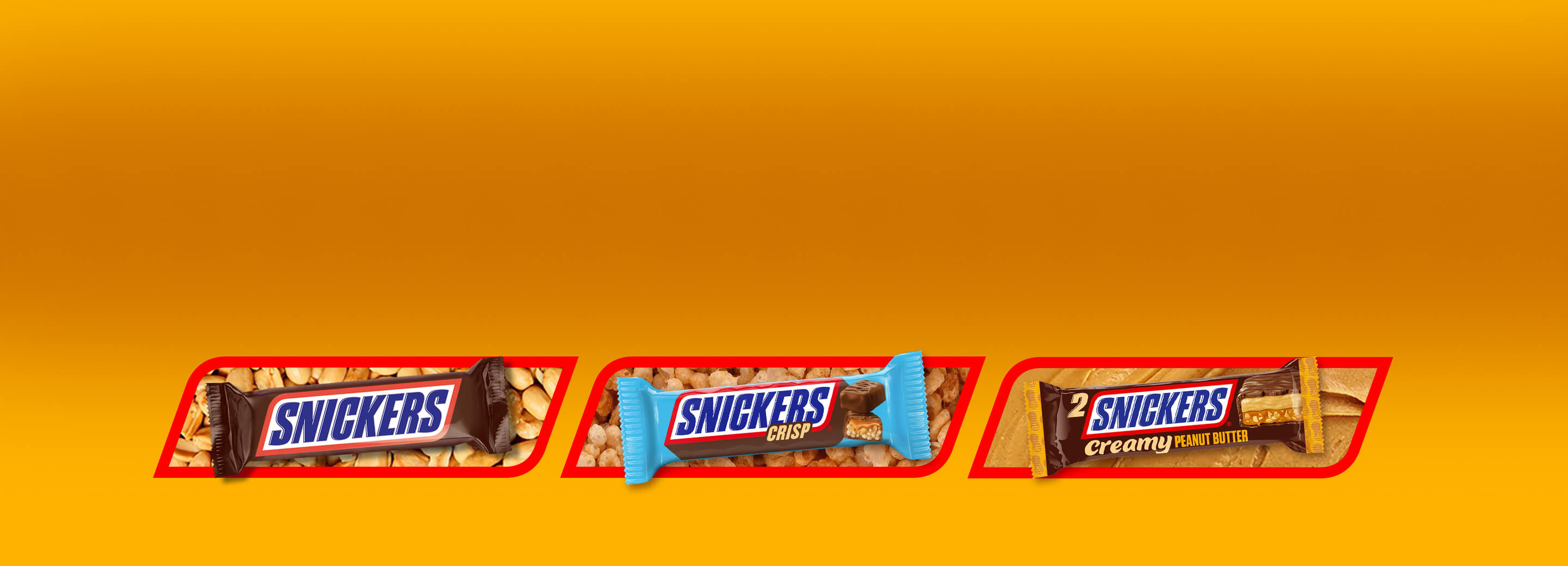 Snickers-Produkte mit Original, Crisp, Creamy