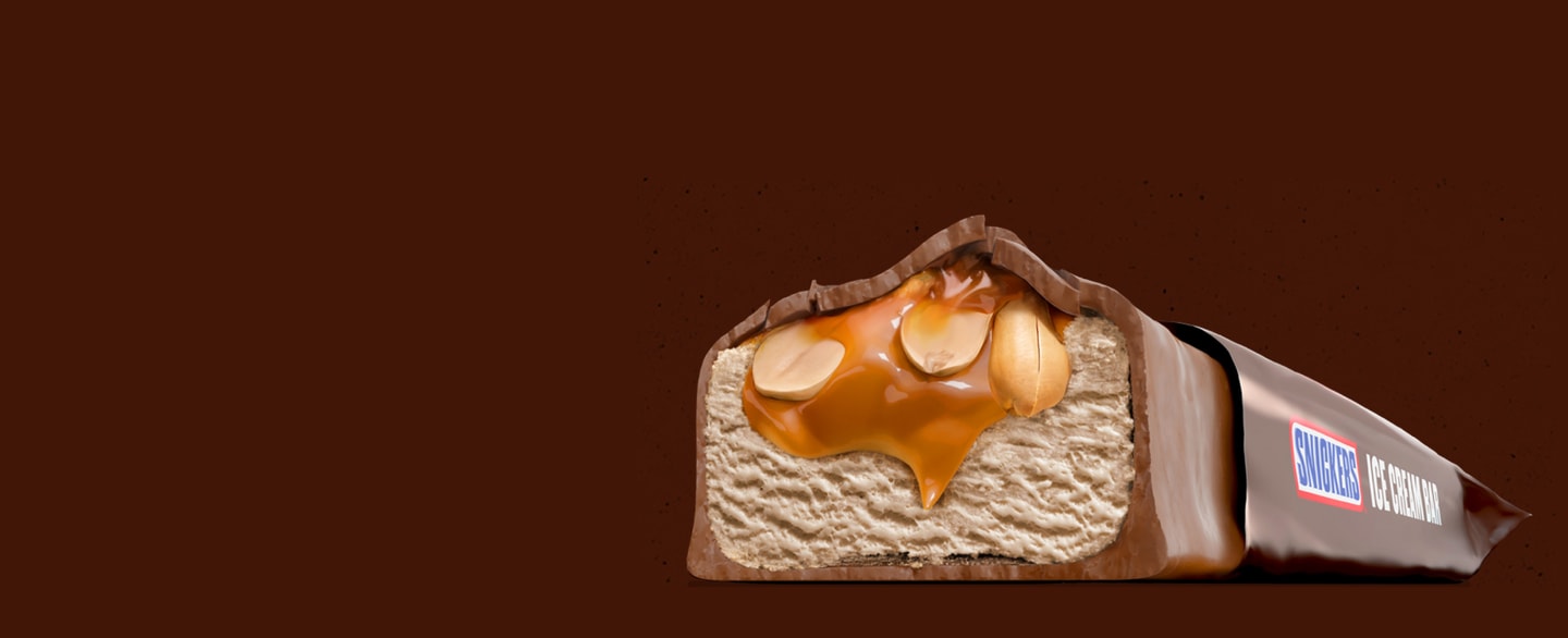 Cross-section view of Snickers ice cream bar