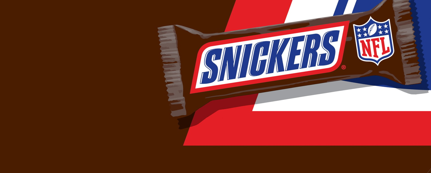 Packaged Snickers chocolate bar with NFL logo